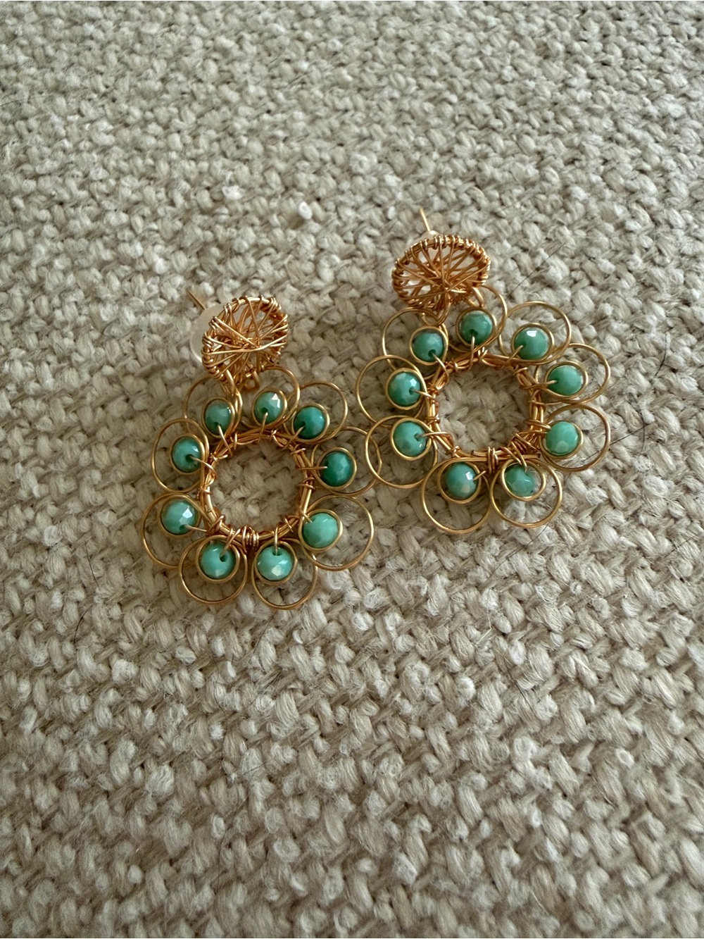 Filigree Gold & Turquoise Beaded Statement Earrings